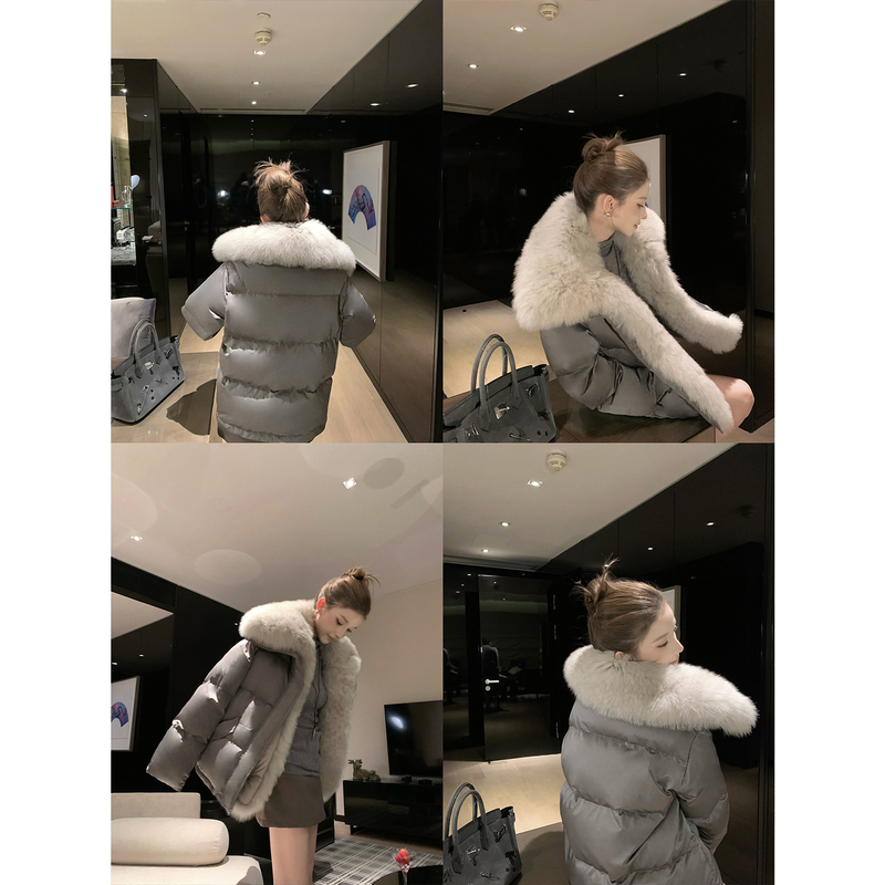 【Clearance Sale】90% White Duck down with Large Fur Collar, Stylish Short down Jacket for Women, Fashionable Thick Puffer Coat