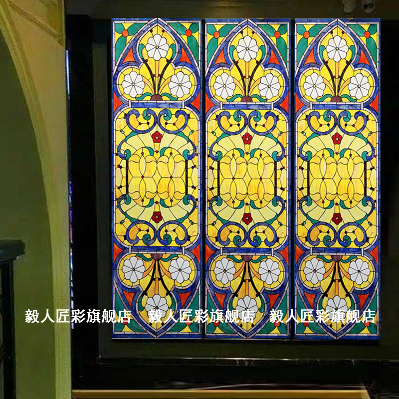 Customized art mosaic glass church Old Hai Tifani screen doors and windows suspension ceiling partition European