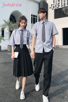  School uniform College style graduating class suit Summer suit High school student Korean short-sleeved mid-length skirt Female middle school student performance suit