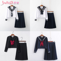  JK uniform skirt orthodox white three middle clothes Japanese sailor suit mid-length skirt female school uniform college style suit set