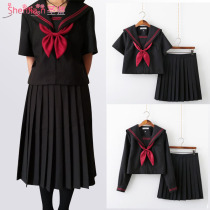 Japanese orthodox set of black red two basic JK uniform sailor suit long skirt class suit genuine suit