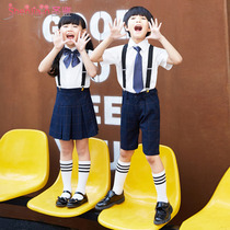 Korean version of the student uniform male and female childrens JK uniform Middle and large childrens suit 10-year-old spring and Autumn suit strap long-sleeved class suit