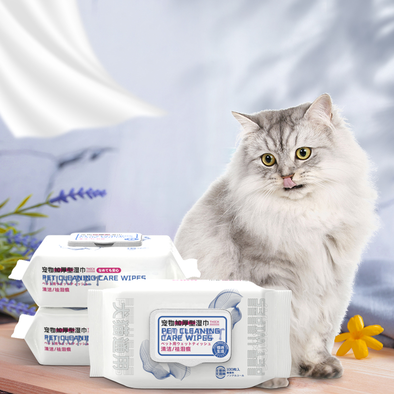 Pets Wet Scarves Lacrimal Cat Special Cleaning Supplies Germicidal Deodorant Wet Tissue Dogs With Wet Tissues 100 Pumps * 3 Packs