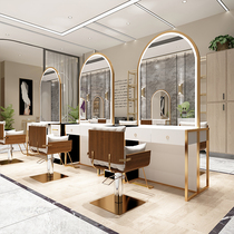 Net red mirror table barber shop mirror cabinet integrated salon simple floor mirror tide hair salon special double-sided