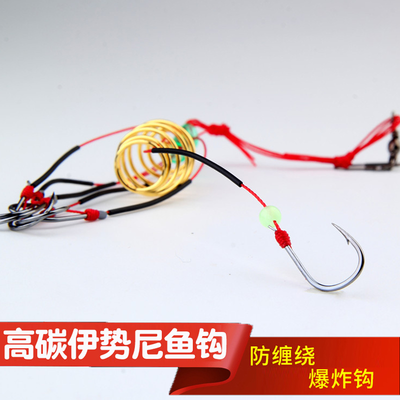 Explosion hook Anti-hanging bottom Iseni bomb hook Spring hook Fish hook Sea rod artifact Sea rod accessories two sets of four sets