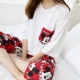Bộ đồ ngủ mùa hè của phụ nữ quần dài cắt ngắn phù hợp với sinh viên Hàn Quốc quần đùi mới cộng với kích thước quần dài phục vụ tại nhà mùa hè - Cha mẹ và con