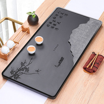 Stone craftsman Wu Jinshi tea tray household whole piece of natural stone tea sea black Jinshi tea table stone tray customization