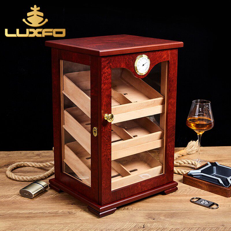 LUXFO Langyou Cuban Humidor Humidor Cedar Solid Wood Cigarette Case Creative Personality Trendy Display Cabinet LF1012