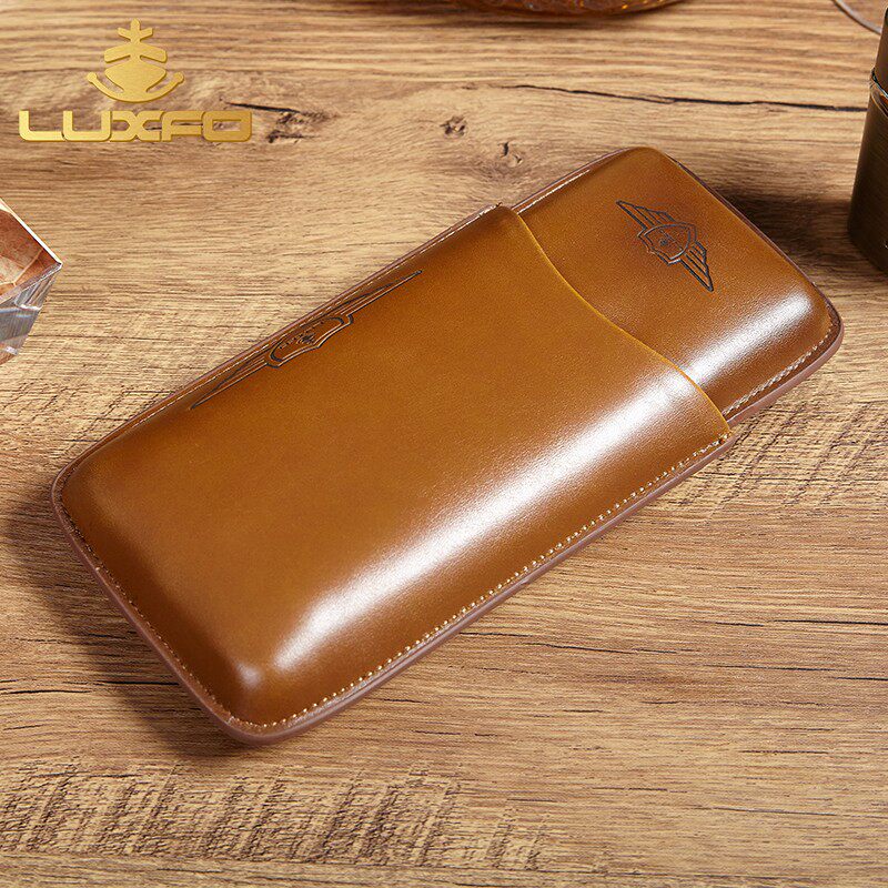 LUXFO Portable Cigar Case Leather Cigar Tube Travel Portable Cigar Protective Case Men's Cigar Case 3 Pack