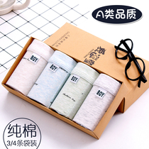 Panties Mens pure cotton flat corner beginners high school students 15-year-old teenagers in all-cotton CUHK Fat Four-corner Shorts