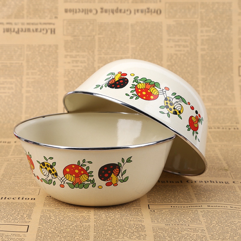 Chinese circular enamel mixing bowl household enamel xiancai basins 20 cm round enamel enamel POTS DiaoXian bowl