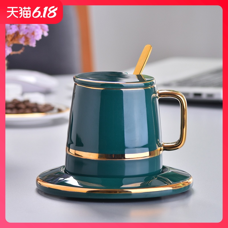 Guest comfortable new creative northern wind resistant ceramic cup home retro elegant afternoon tea cup coffee cups and saucers three - piece suit