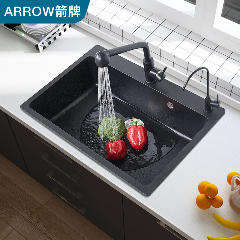 Arrow quartz Stone sink Single-sink in-floor basin Kitchen Dishwashing pool Home Granite Wash basin Basin Plan