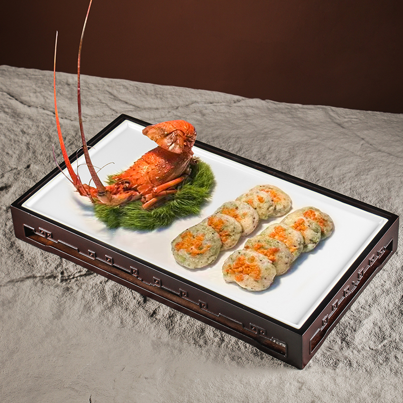 Retro Chinese Palace-Style Bamboo and Wood Products, Rectangular Ceramic Plates, Artistic Dishes, High-End Hotel Club Private Room Dishes, Tableware Retro Chinese Palace-Style Bamboo and Wood Products, Rectangular Ceramic Plates, Artistic Dishes, High-End Hotel Club Private Room Dishes, Tableware