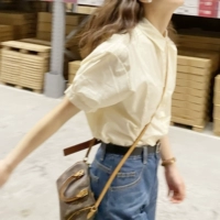 Призром!/Лето должно иметь другой дизайн воротника в ретро -поло Французский крем -крем желтый и оранжевый