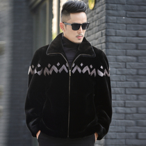 Minke fur coat mens 2017 winter new US imported ferrets capsized short fur leather grass mens whole mink fur coat man