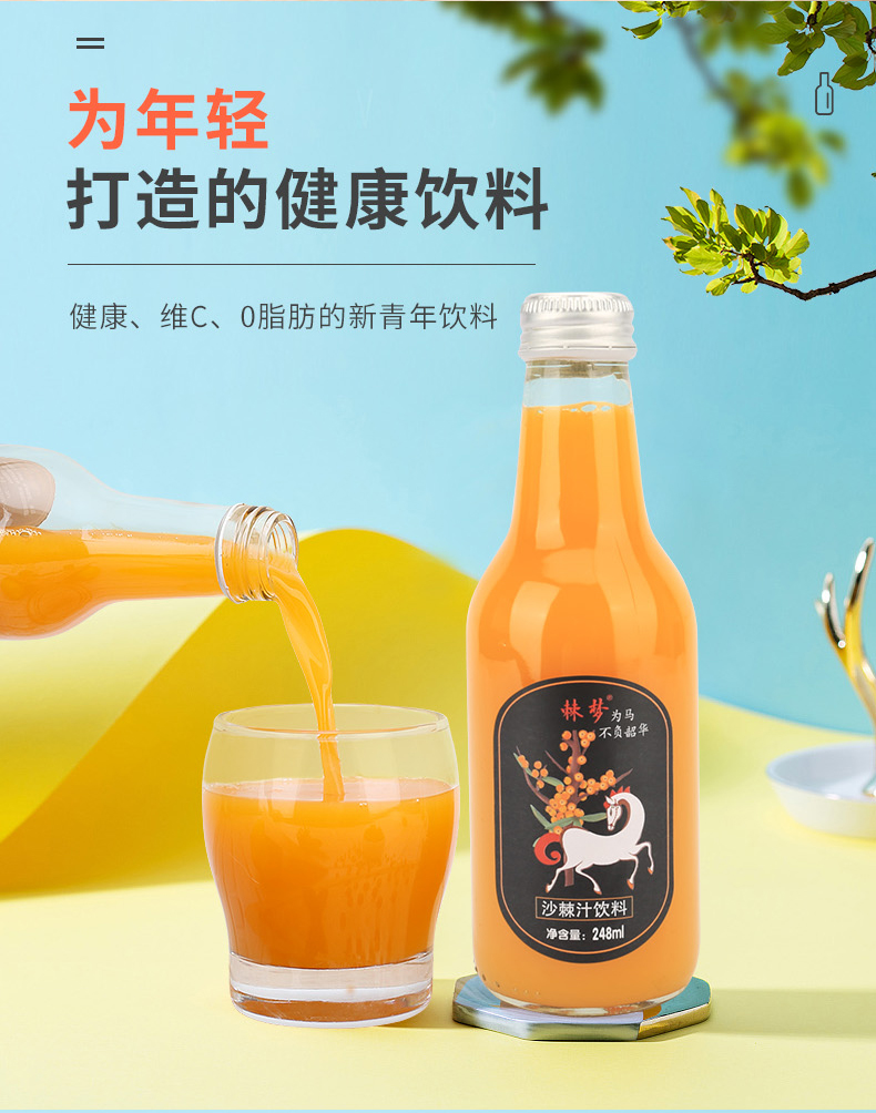 棘梦 0脂肪 吕梁生榨沙棘果汁 248ml*8瓶 维生素C丰富 图2