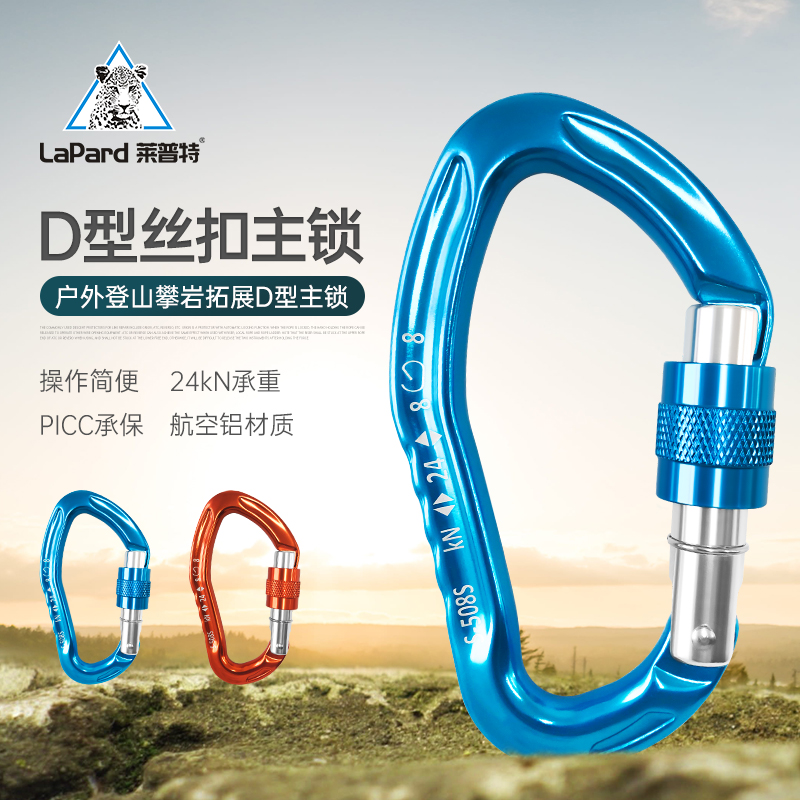 Lepte Rock Climbing Main Lock Climbing Hook Outdoor Fast Hanging Load Bearing Hook Speed Drop Equipment Safety Catch Small D Type