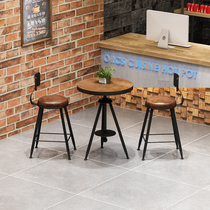 Retro Wind Iron Art Bar Clear Bar Casual Milk Tea Shop Restaurant Small Eating Shop Duo STOOL SMALL ROUND TABLE AND CHAIRS COMBINATION