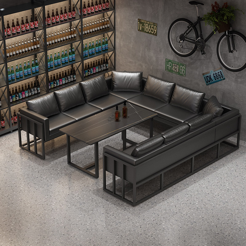 Bar table and chair combination clear bar cafe retro industrial style commercial bistro music leisure bar card seat sofa