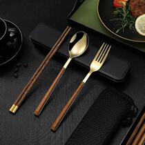 Outdoor portable tableware set for one person office worker Japanese style chopsticks spoon fork camping tableware storage box