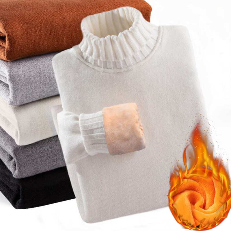 Turtleneck sweater men's plus velvet thickened middle collar Korean version of the trend of self-cultivation in autumn and winter men's warm bottoming sweater