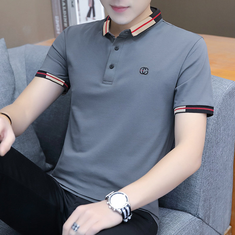 Summer short-sleeved T-shirt men's cotton collar trend lapel POLO shirt men's collar clothes