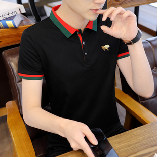 【买一送一】小蜜蜂冰丝POLO衫男士短袖t恤2020新款纯棉带领体桖