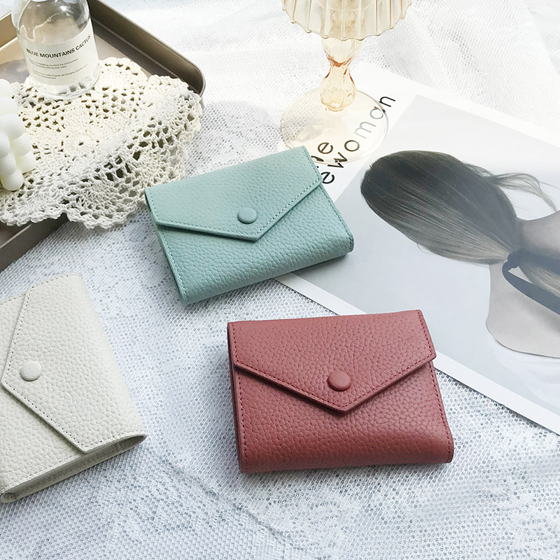 Leather small wallet women's short coin purse mini Korean version multi-function folding wallet wallet 2021 new trend