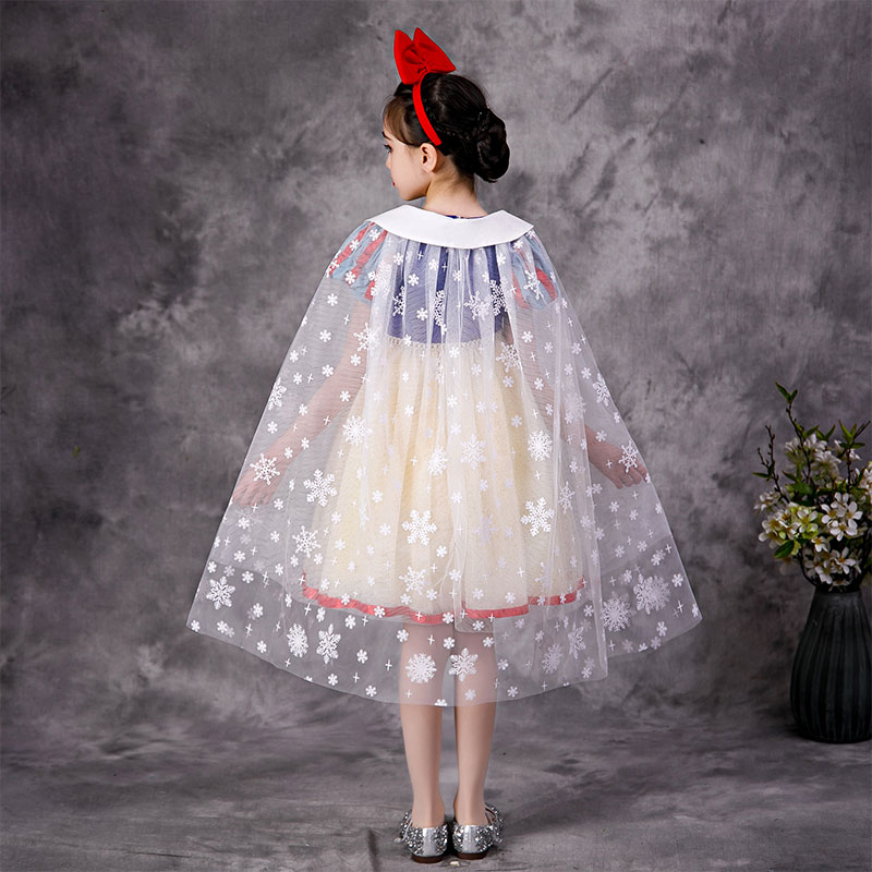 Girls Christmas Day Frozen Poncho Sun Protection Snow White Going Out Baby Mesh Shawl Coat Tide