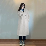 Черное длинное демисезонное небольшое шерстяное пальто, средней длины, подходит для подростков, свободный крой