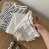 Белые тонкие штаны, подходит для подростков, свободный прямой крой, из хлопка и льна