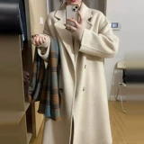 Шерстяное демисезонное шерстяное пальто, демисезонная длинная куртка, подходит для подростков, средней длины