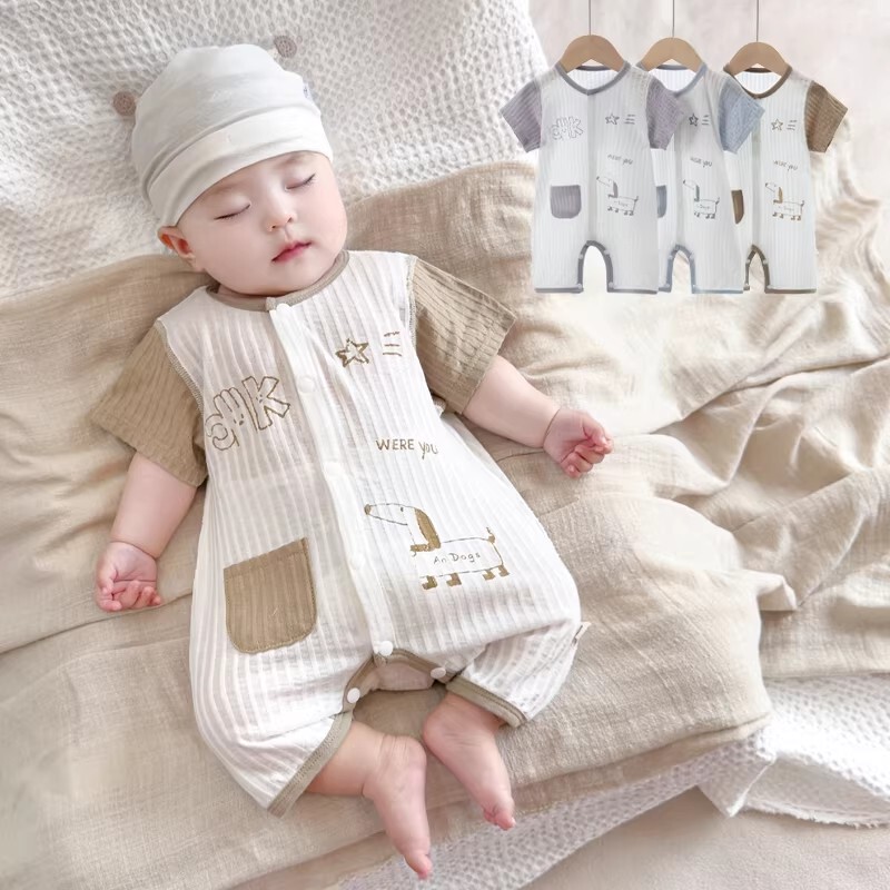 Italian Razt Baby Thin Jumpsuit Summer Breathable Short-Sleeved Romper Infant Outdoor Clothing Summer Wear