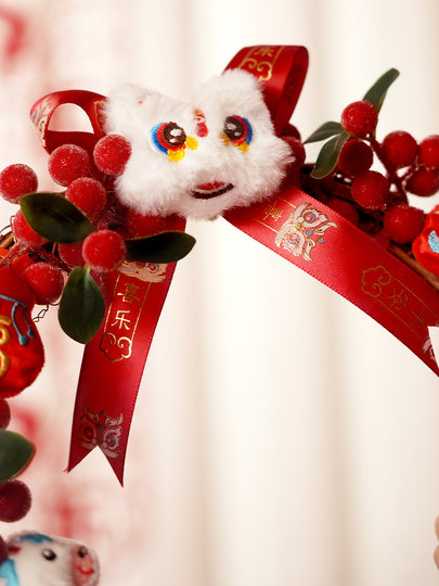 2026 Year of the Horse New Year Blessing Character Indoor Hanging Decorations for Doorways, Bamboo Woven Hangings for Spring Festival Atmosphere Setup