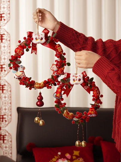 2026 Year of the Horse New Year Blessing Character Indoor Hanging Decoration for Entrance Door, Fortune Fruit Hanging Ornament, Spring Festival New Year Atmosphere Arrangement