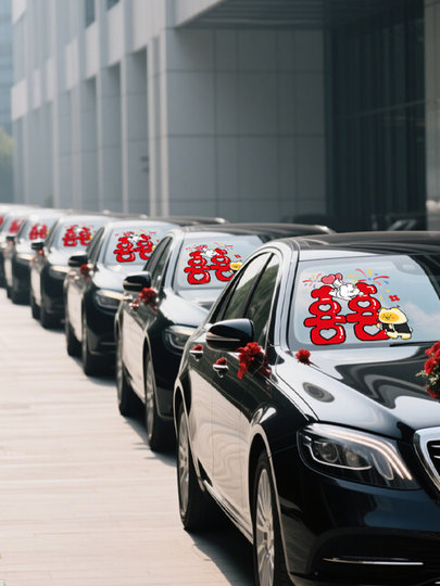 Wedding Decoration Essential Car Stickers with the Character for Happiness, Special Electrostatic Stickers for Wedding Car Decoration, Wedding Supplies, Glass Stickers