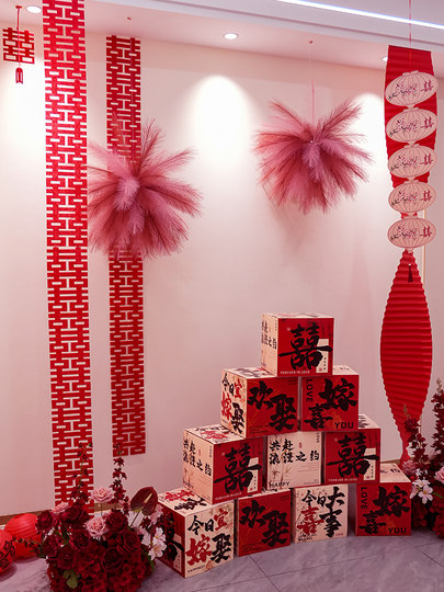 结婚礼创意布置高级氛围感拍照中式风筝婚房客厅角落灯笼装饰套装