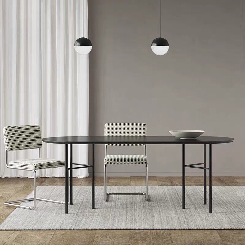 Light luxury wood long table workbench designer desk simple dining table elliptical meeting table personality negotiation table