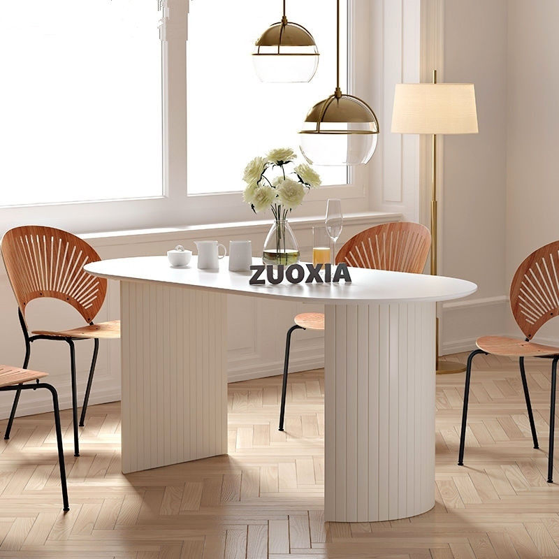 Nordic Light Luxury Wood Oval Table Modern Desk Desk Desk Desk Desk Computer Table