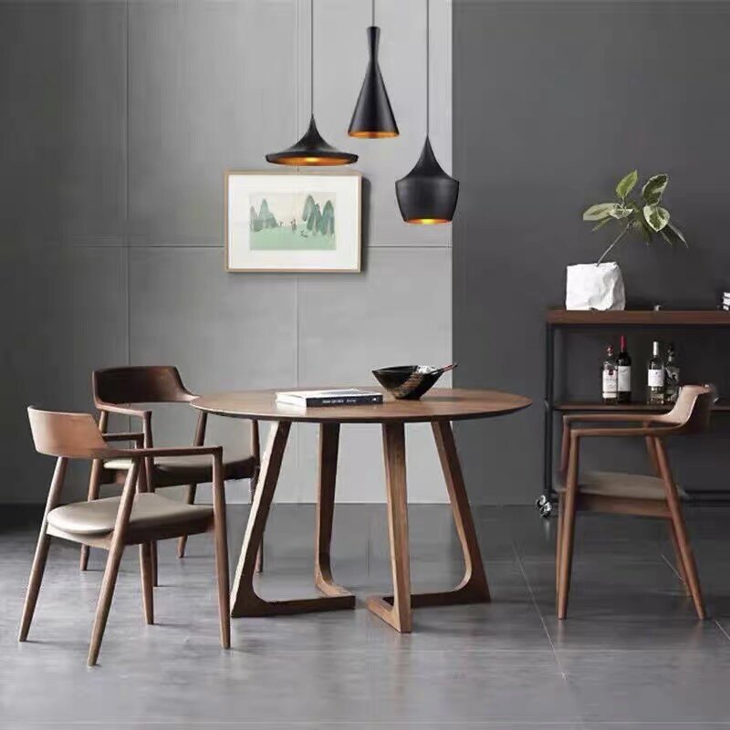 Nordic solid wood round table modern small household dining table simple casual coffee table creative negotiation table