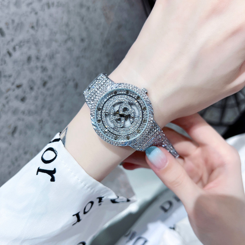 Time to run light luxury watch ladies ins ventilation machinery star-studded diamond student brand high-end sense