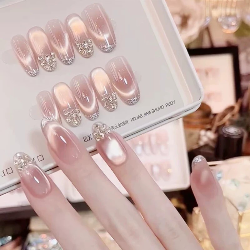 Nude Handmade Wearable Nails, Medium-Length Manicure, 2026 New Style, High-End, Light Luxury, Short Style, Super Popular Fake Nail Patches Nude Handmade Wearable Nails, Medium-Length Manicure, 2026 New Style, High-End, Light Luxury, Short Style, Super Popular Fake Nail Patches