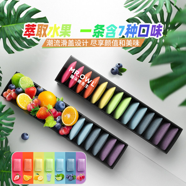 Mr. Owl without sugar gum rainbow gum with rainbow candy gum imported