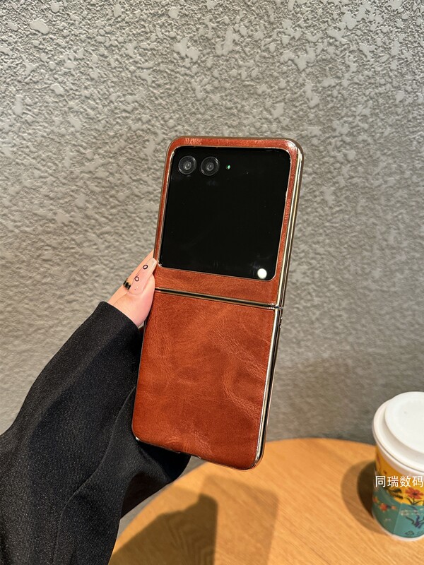 Suitable for Motorola Razr40Ultra Phone Case Razr50Ultra Foldable Screen Genuine Leather Texture Oil Wax 40Uitra Protective Case Motorazr Full Coverage Anti-Drop 5g Ultra-Thin Case for Men and Women