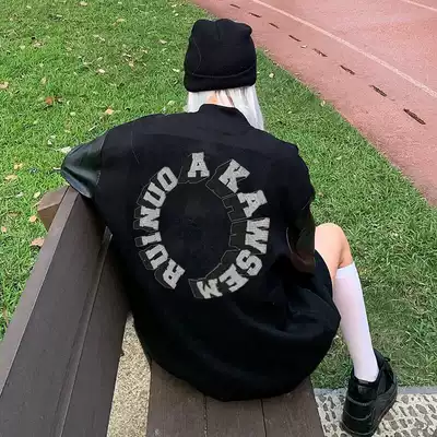 American baseball jacket women autumn and winter New ins Tide brand fried street couple National tide loose vintage jacket