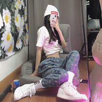 Cashew Flower Jeans womens summer thin 2021 New Korean trend ins high street straight wide leg pants men