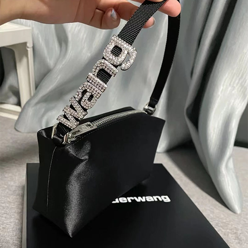 Shandawang Women's Bag 2026 New Model Rhinestone Logo Silk Clutch High-End Diamond Evening Bag Underarm Bag