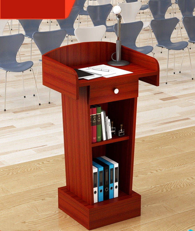 Speech Desk Speaking Bench Solid Wood Multimedia Conference White Minimalist Wind reception desk Decorative Plate intelligent Easy