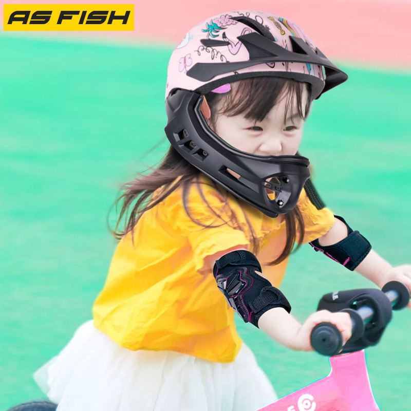 Children's balance car helmet full helmet decoration soft protective gear knee full set girl bicycle child protection kit